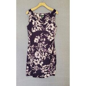 Lauren Ralph Lauren Women's Ruched Faux Wrap Purple Floral Knit Dress 12P